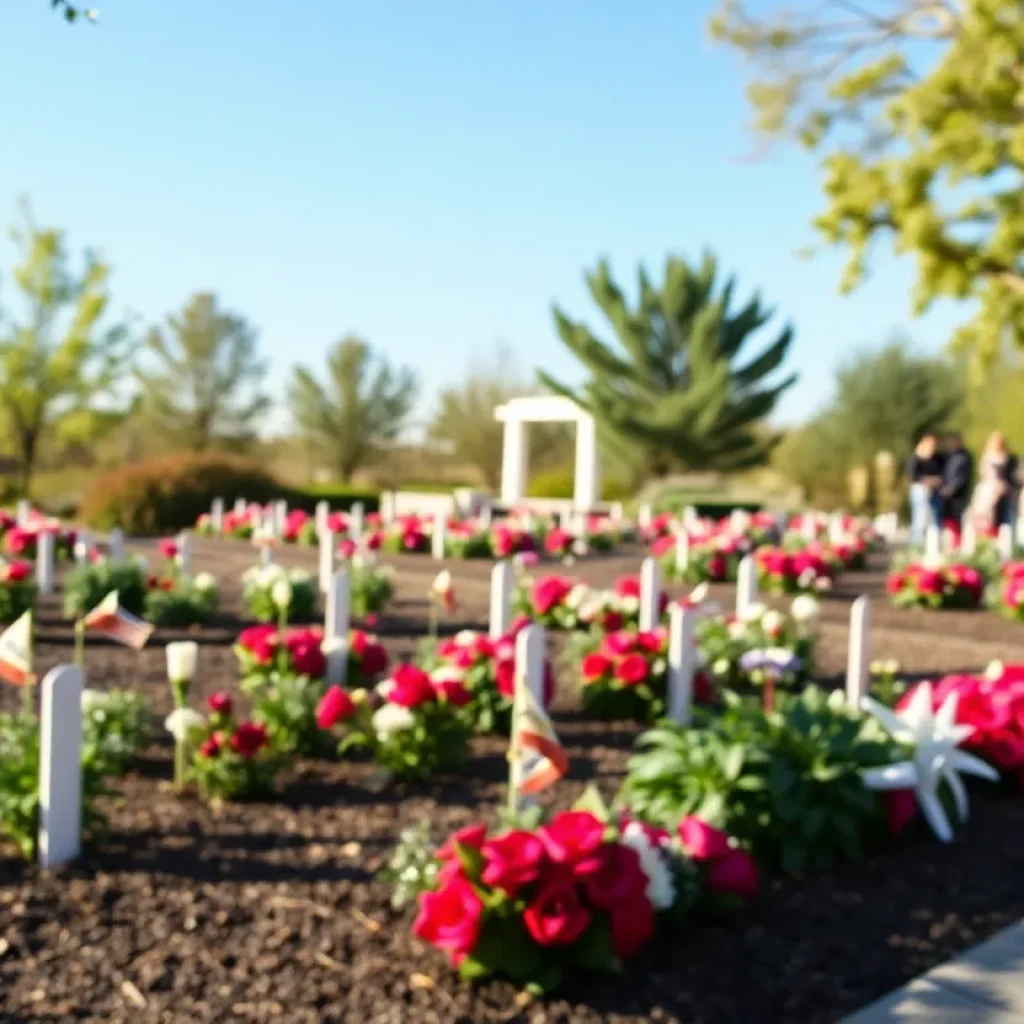 A peaceful garden space representing remembrance and community honor.