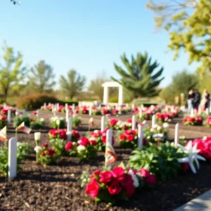 A peaceful garden space representing remembrance and community honor.