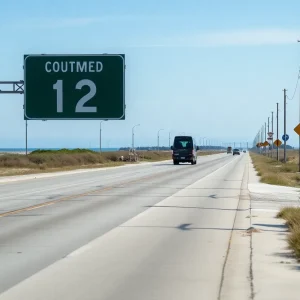N.C. Highway 12 on Hatteras Island after cleanup efforts post-Hurricane Erin