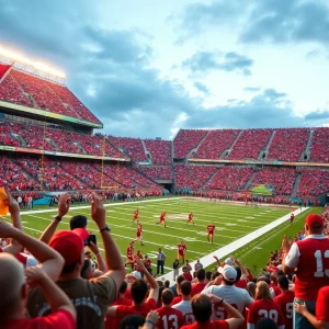 N.C. State football players in action during the game.