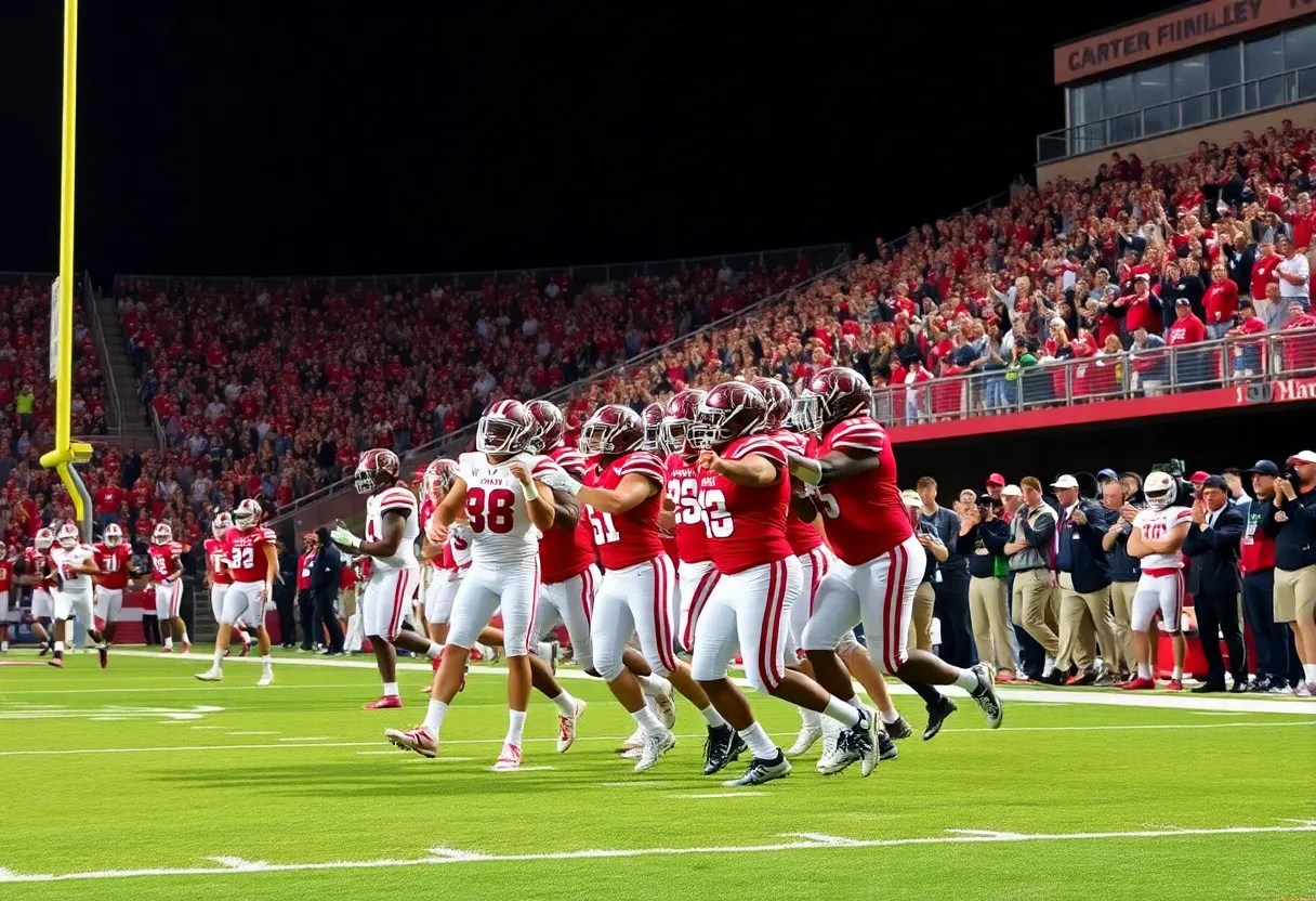 NC State and ECU players compete during the season opener at Carter-Finley Stadium.