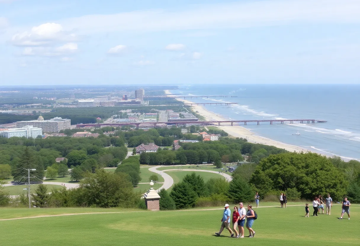 Scenic view of North Carolina attractions filled with tourists
