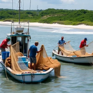 Fishermen working in North Carolina's coastal waters