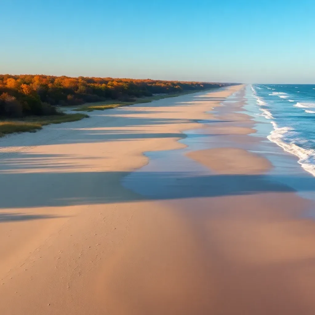 Scenic view of the Northern Outer Banks with autumn foliage