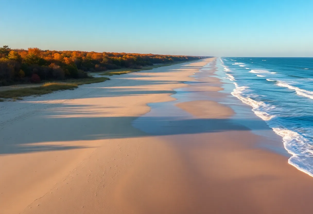 Scenic view of the Northern Outer Banks with autumn foliage