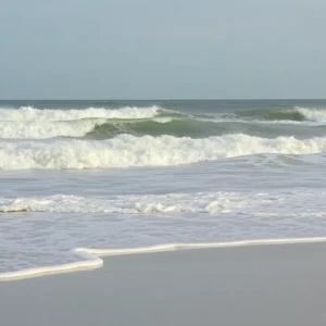 Outer Banks beach with waves and sandy shore