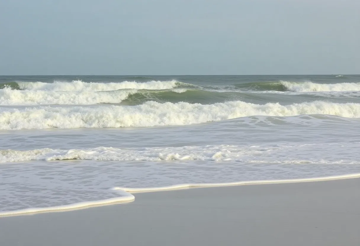 Outer Banks beach with waves and sandy shore