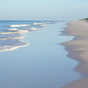 Serene beach scene on the Outer Banks with brackish waters