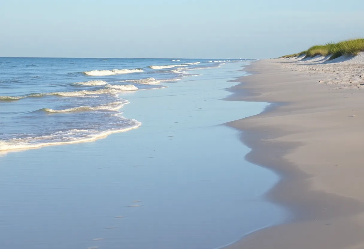 Serene beach scene on the Outer Banks with brackish waters