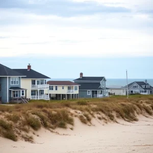 Houses at risk in the Outer Banks due to coastal erosion
