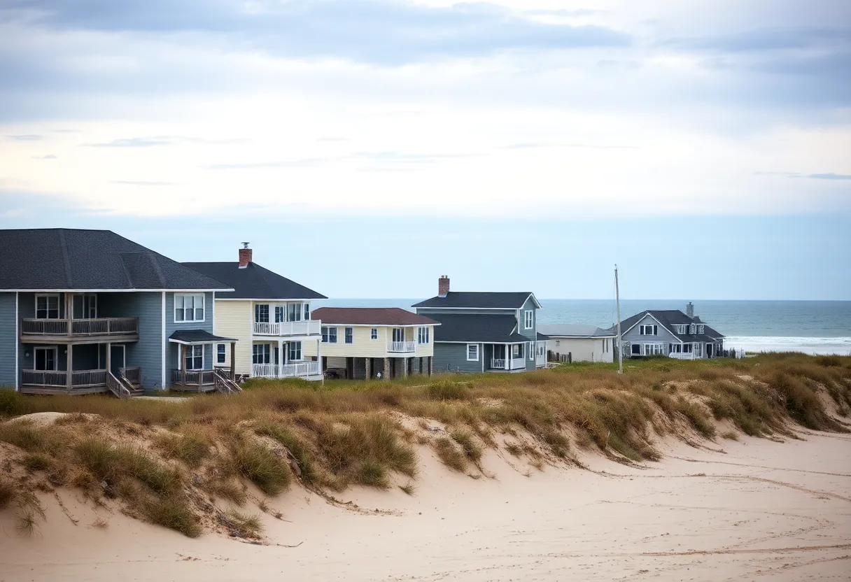 Houses at risk in the Outer Banks due to coastal erosion