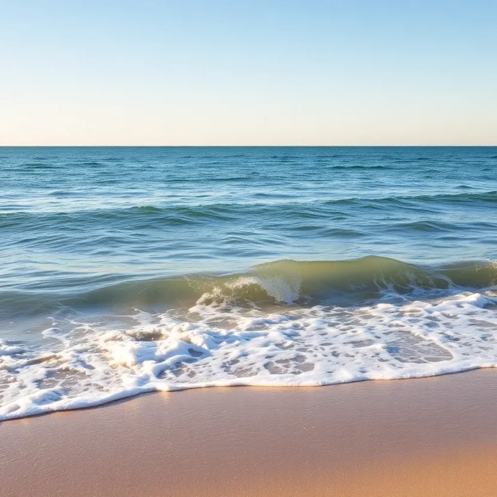 Beach at Outer Banks with fresh and saltwater mixing