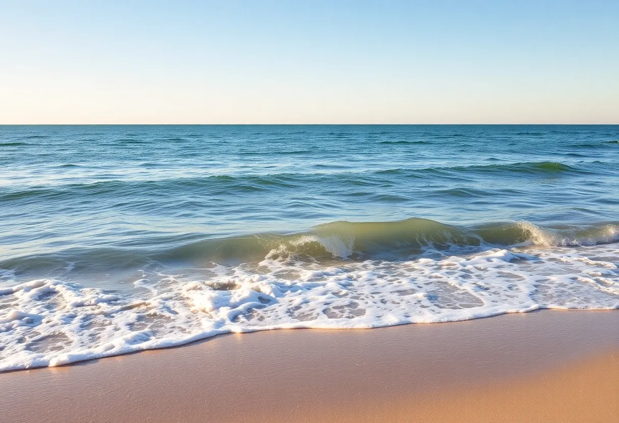 Beach at Outer Banks with fresh and saltwater mixing