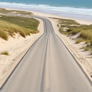 Restored NC 12 roadway on Hatteras Island post Hurricane Erin