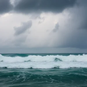 Storm clouds gathering over the coast ahead of Tropical Storm Chantal.