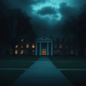 Abstract art depicting fear and darkness in an academic setting.