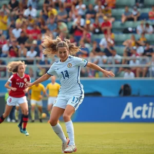 Players from UNCW and East Carolina competing during a soccer match