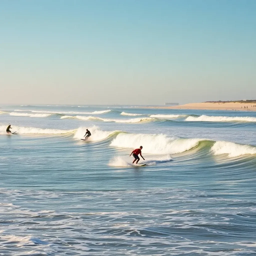 Surfers competing at the WRV Outer Banks Pro event