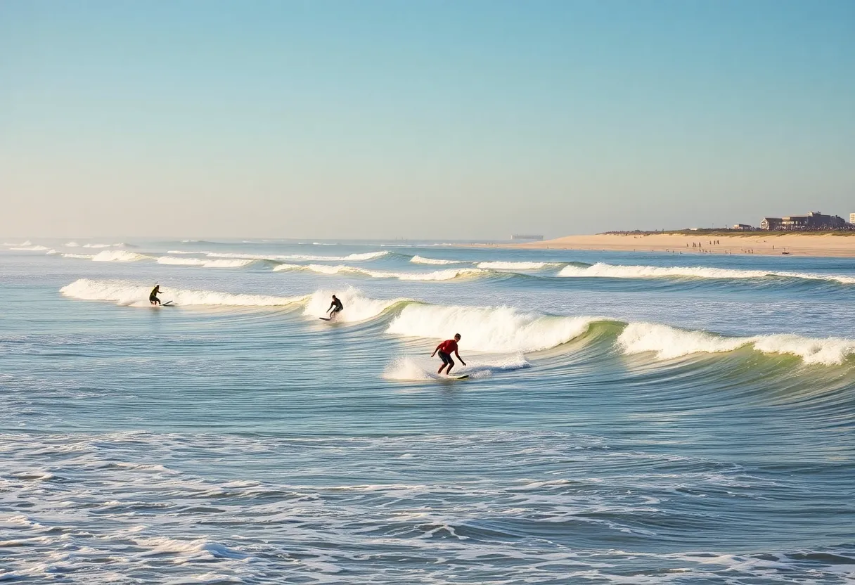 Surfers competing at the WRV Outer Banks Pro event