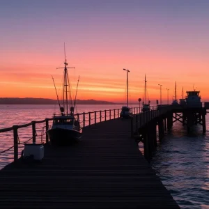 Scenic view of Avalon Fishing Pier with fishing gear