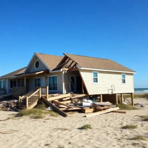 Oceanfront home collapse in Buxton, NC