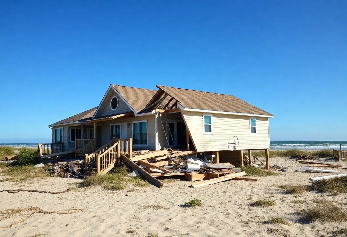 Oceanfront home collapse in Buxton, NC