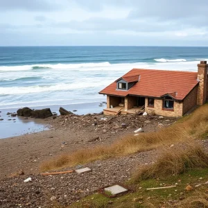 Collapsed house on Tower Circle Road in Buxton