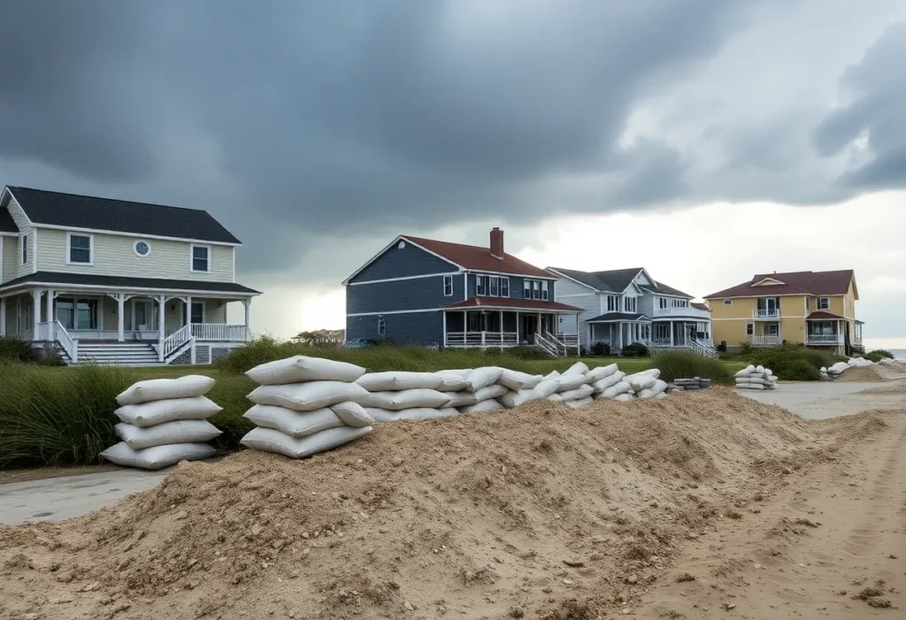 Homeowners placing sandbags on the beach in Buxton to combat erosion