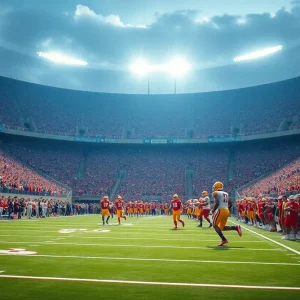 Action from the BYU Cougars vs East Carolina Pirates game