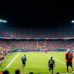 Camels football team practicing before the game