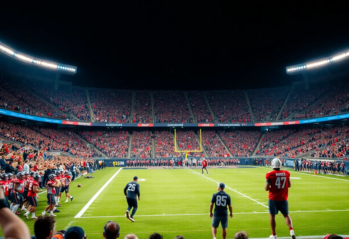 Camels football team practicing before the game