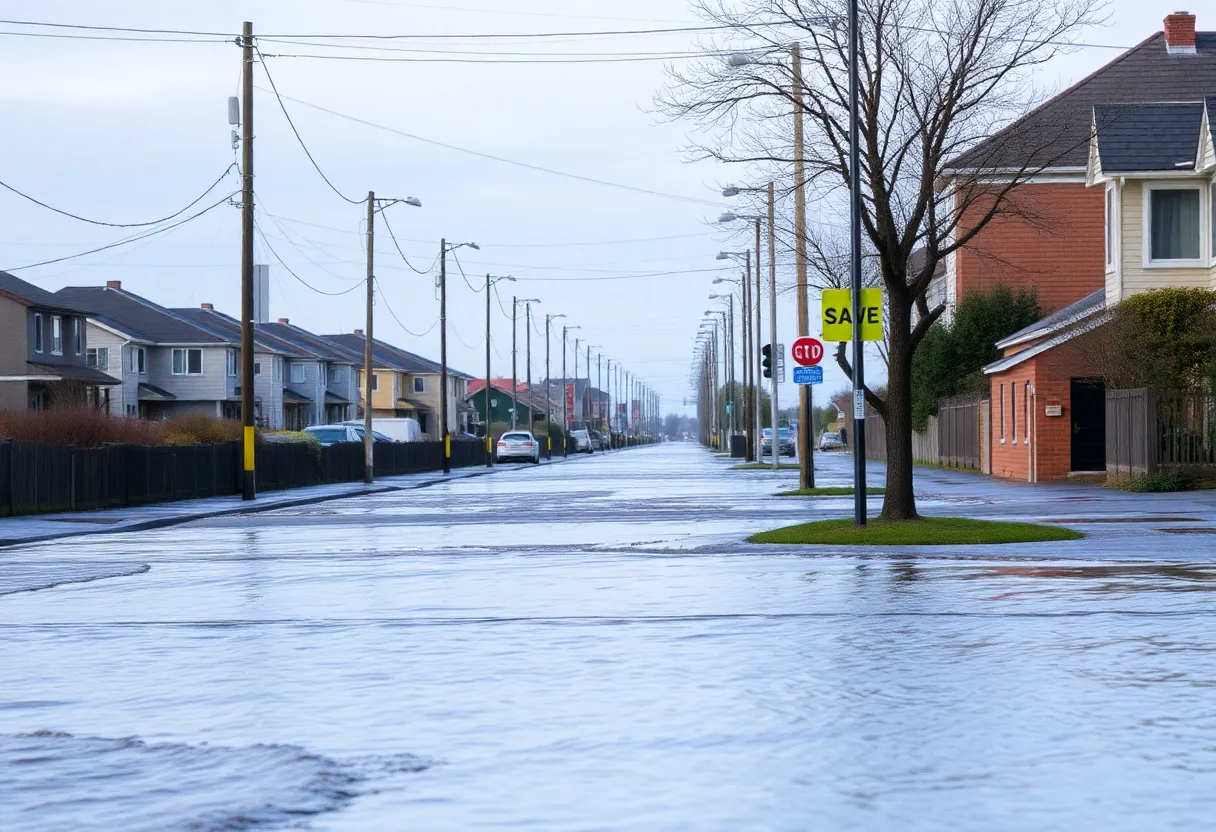 Flooded streets in Carolina Beach due to high tides