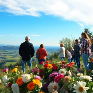 Community members gathering for a memorial service