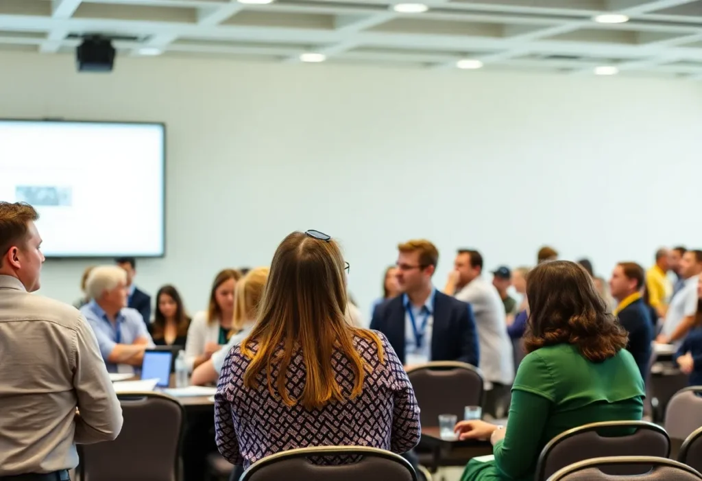 Educators engaged in discussion at a Career and Technical Education conference