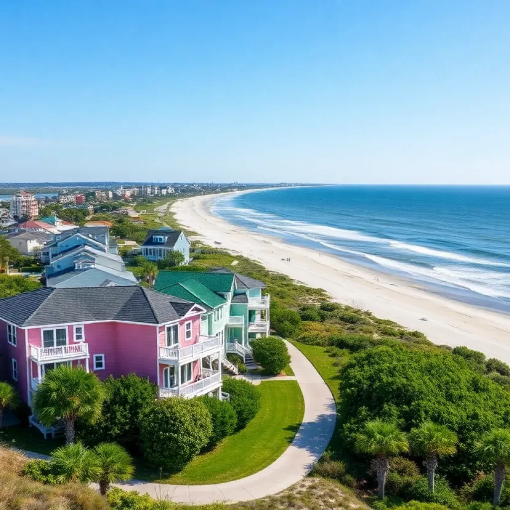 Scenic view of beachfront properties in Dare County