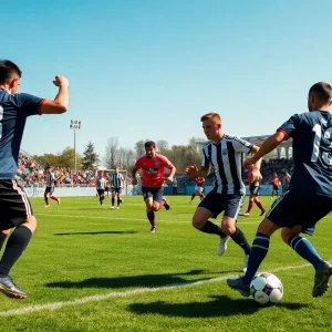 ECU women's soccer team celebrating their victory on the field