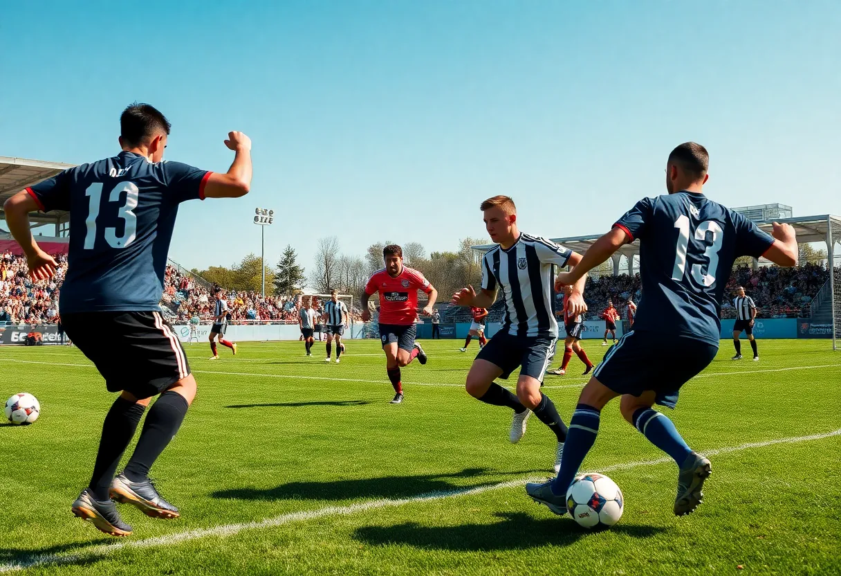 ECU women's soccer team celebrating their victory on the field