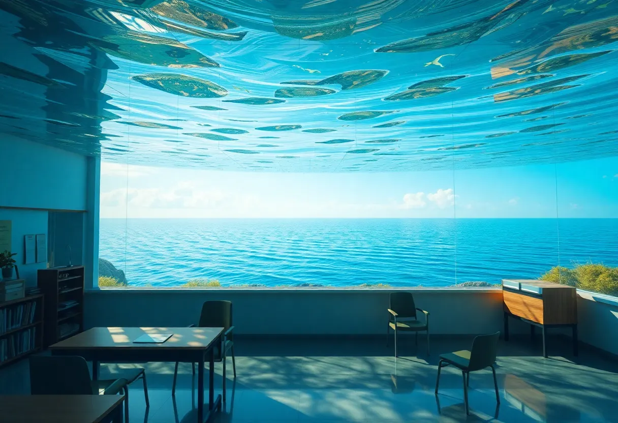 A representation of environmental education in a marine setting.