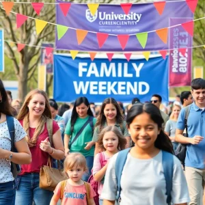 Families participating in activities during Family Weekend at ECU