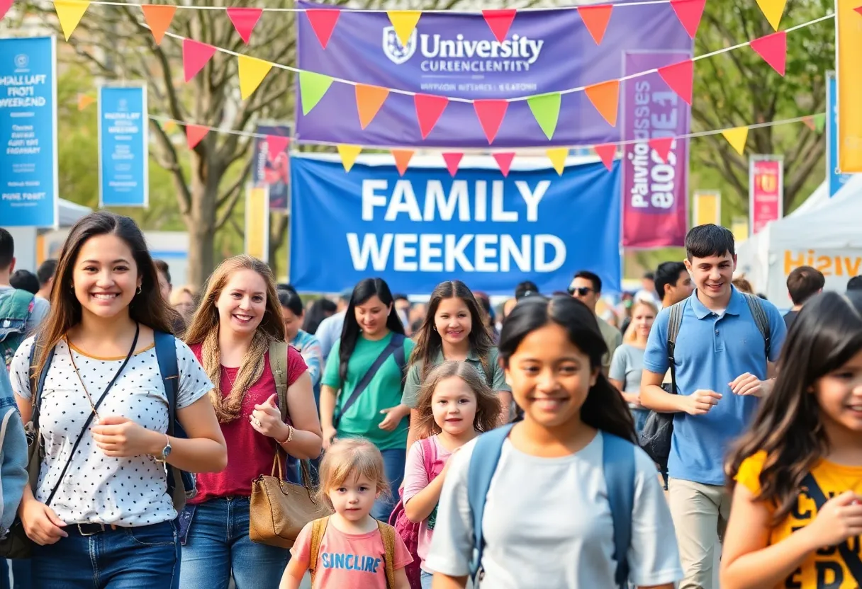Families participating in activities during Family Weekend at ECU