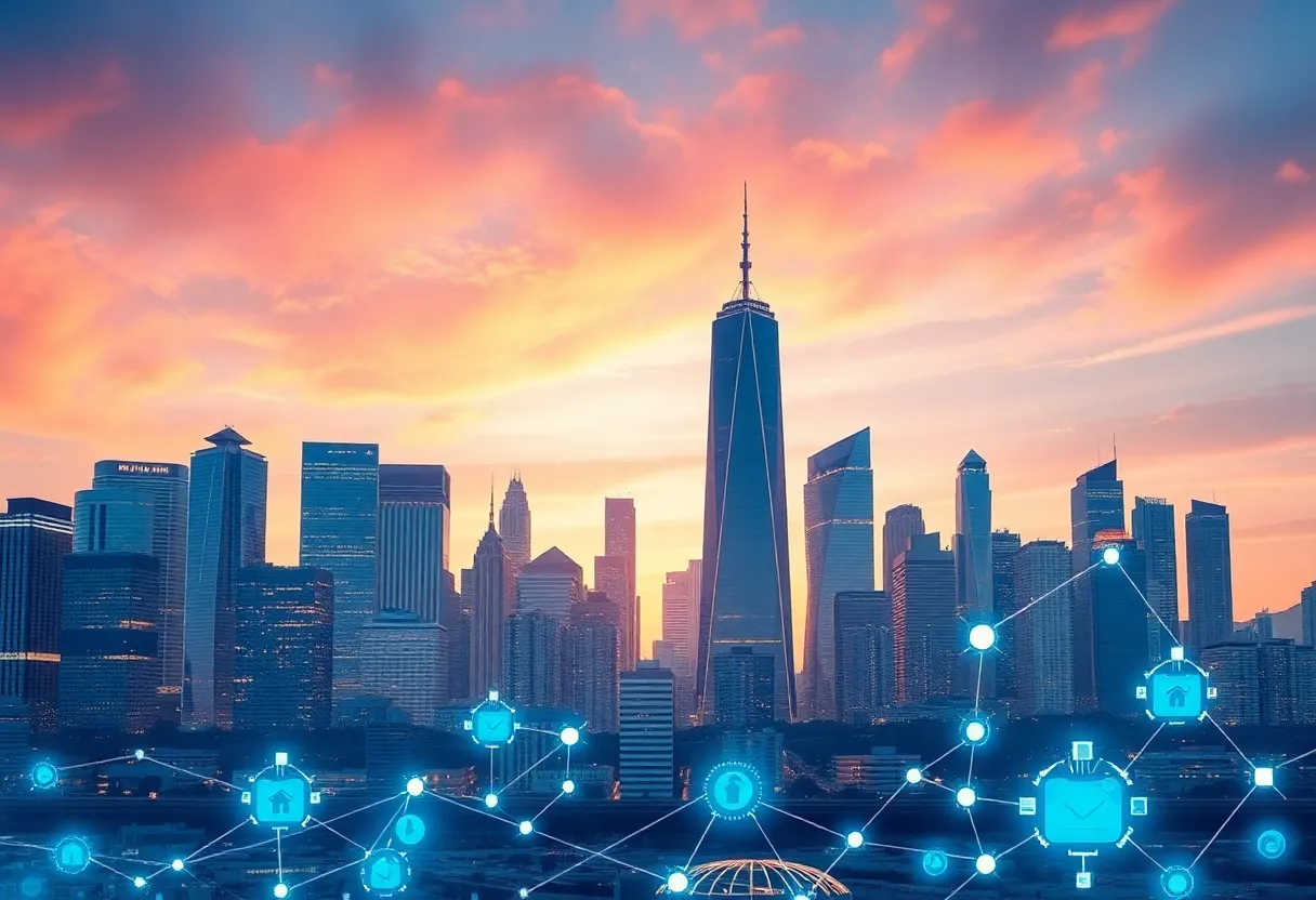 City skyline symbolizing tech job growth