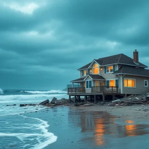 Collapsed house near the ocean in Buxton, NC