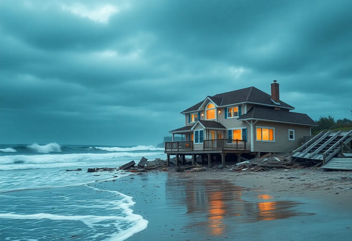 Collapsed house near the ocean in Buxton, NC
