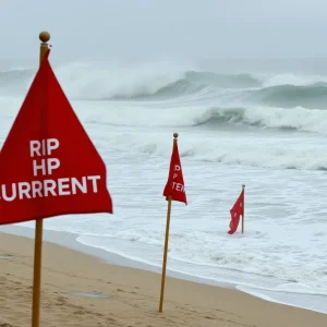 Rough surf and high waves along the North Carolina coast due to Hurricane Erin