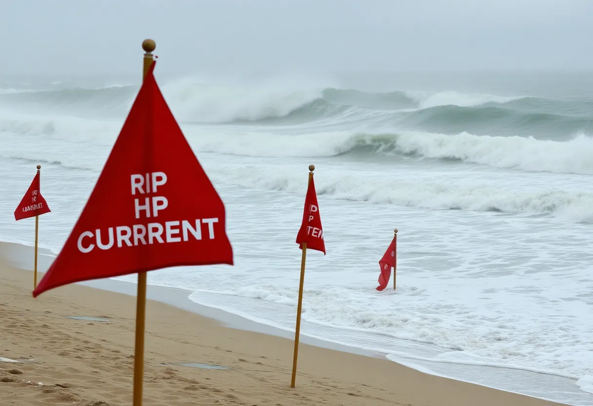Rough surf and high waves along the North Carolina coast due to Hurricane Erin