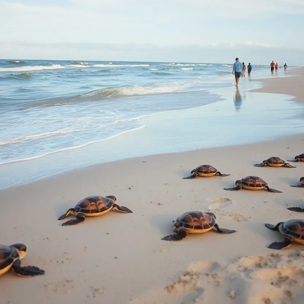 Rescue volunteers assess sea turtle nests after Hurricane Erin on North Carolina's coastline