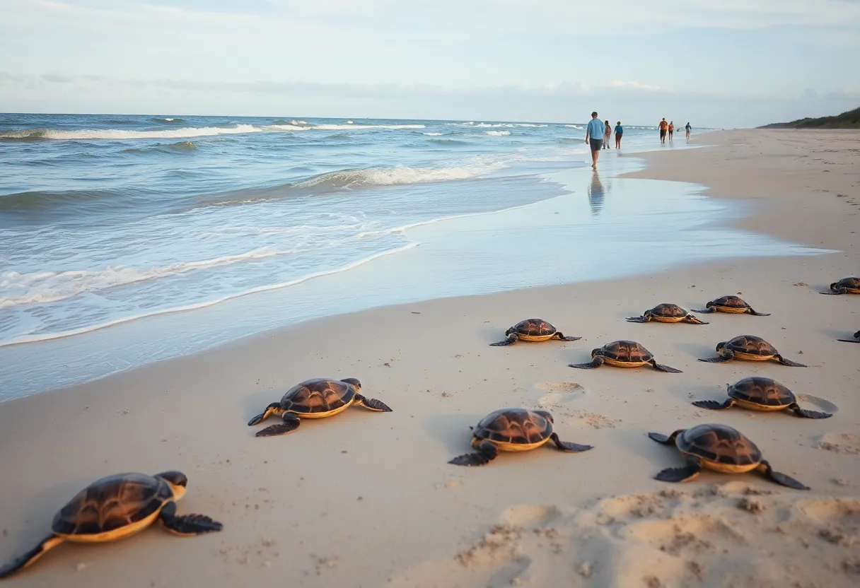 Rescue volunteers assess sea turtle nests after Hurricane Erin on North Carolina's coastline