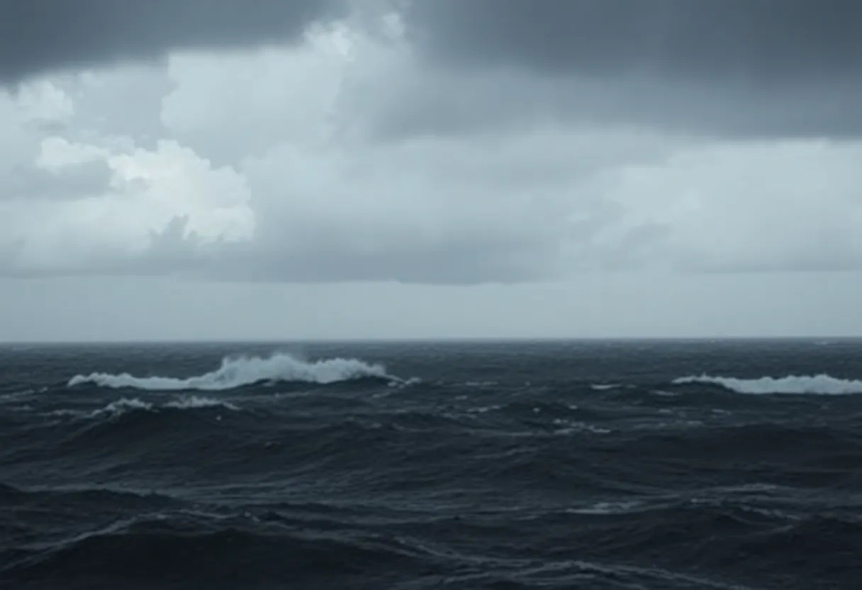 Hurricane Gabrielle creating strong waves and clouds over the Atlantic Ocean