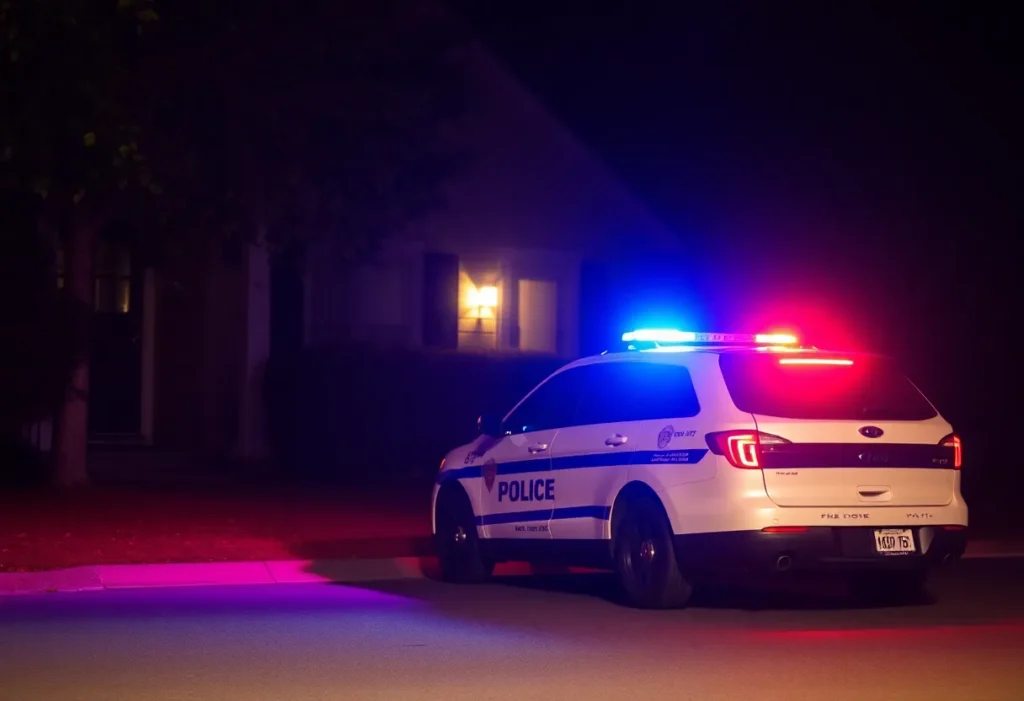 Police car responding to a domestic disturbance