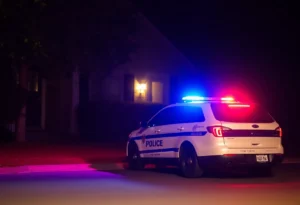 Police car responding to a domestic disturbance